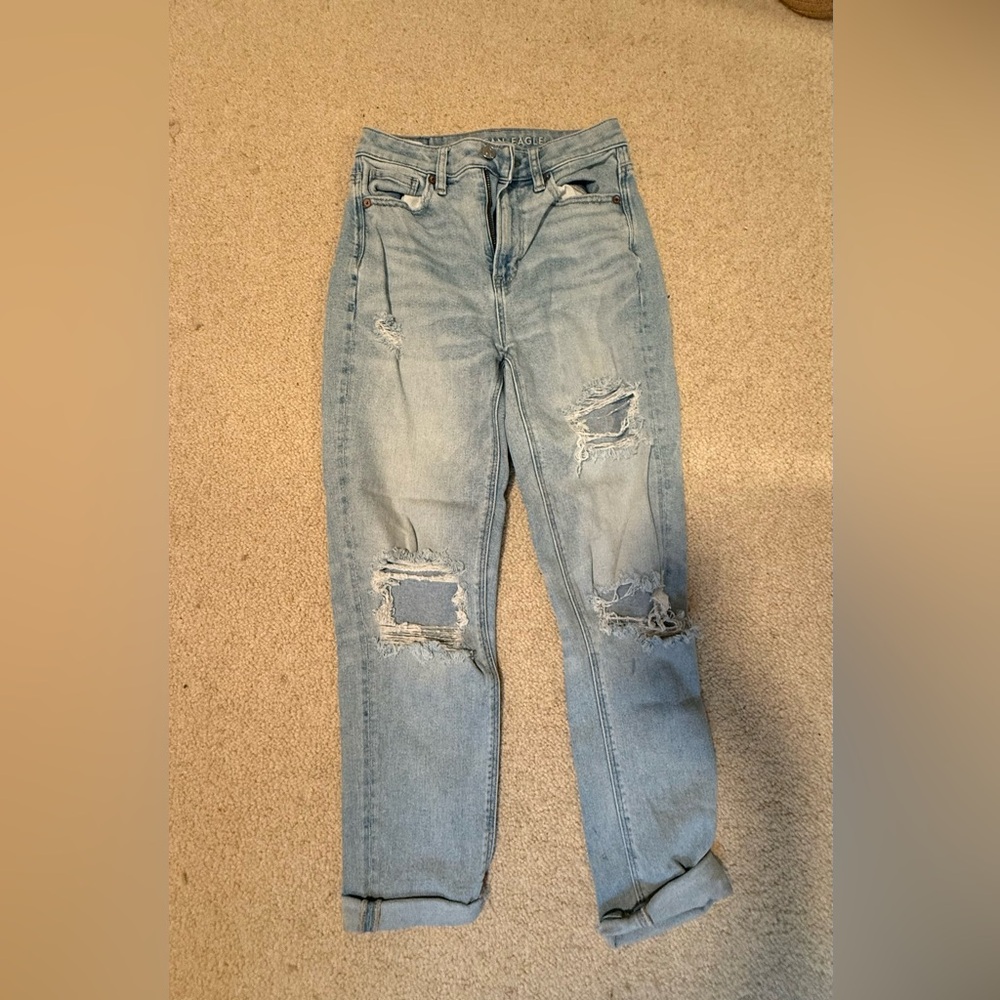 American Eagle Outfitters Blue Boyfriend Jeans Distressed